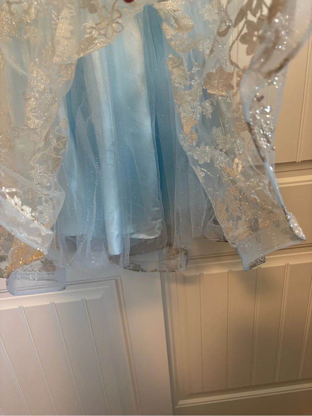 NWT Jovani 22515 tulle and glitter cocktail dress light blue size 6